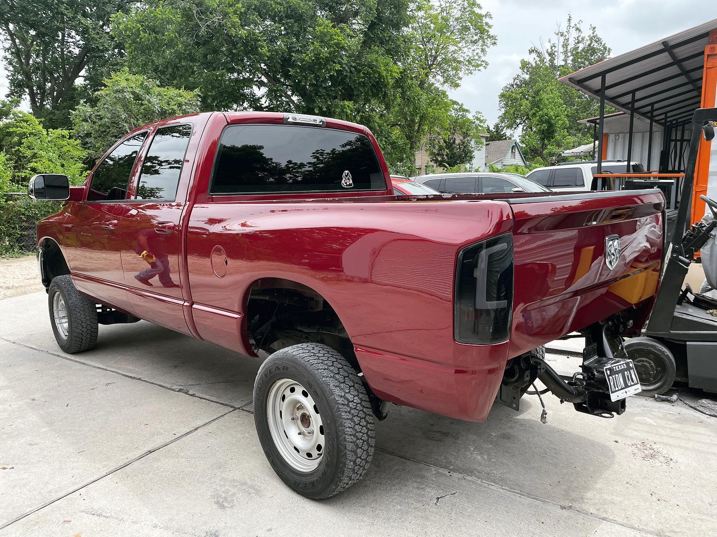 Red Dodge Ram 1500 full paint restoration — Houston TX — photo 28 of 65